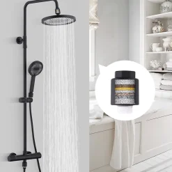 Homelody Colonne De Douche Thermostatique Securite 38C Jet Pluie Hauteur Reglable 1006 A 1206 mm Structure Inox Noire