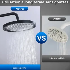 Homelody Colonne De Douche Thermostatique Securite 38C Jet Pluie Hauteur Reglable 1006 A 1206 mm Structure Inox Noire