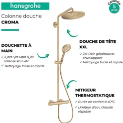 Hansgrohe Colonne de douche thermostatique Croma Select S 280 aspect doré poli* Colonne De Douche Hydromassante