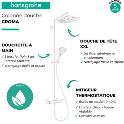 Hansgrohe Colonne de douche thermostatique Croma Select S 280 EcoSmart blanc mat