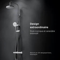 Am.Pm Europe Colonne de douche thermostatique, avec mitigeur thermostatique Système de douche avec robinet Chrome, F07XA400 X-Joy AM.PM* Colonne De Douche Thermostatique