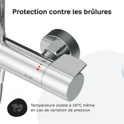 Am.Pm Europe Colonne de douche thermostatique, avec mitigeur thermostatique Système de douche avec robinet Chrome, F07XA400 X-Joy AM.PM* Colonne De Douche Thermostatique