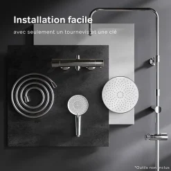 Am.Pm Europe Colonne de douche thermostatique, avec mitigeur thermostatique Système de douche avec robinet Chrome, F07XA400 X-Joy AM.PM* Colonne De Douche Thermostatique
