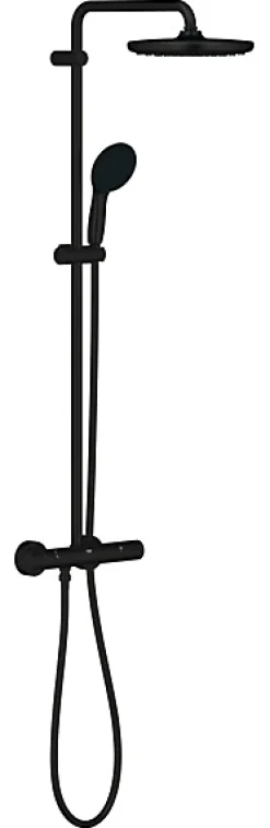 Grohe Colonne de douche thermostatique avec douchette + pommeau + flexible + barre, noir, Vitalio Start 250* Colonne De Douche Thermostatique