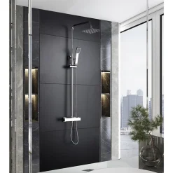 Imex Products Colonne de douche thermostatique acier et laiton chrome avec douchette extensible