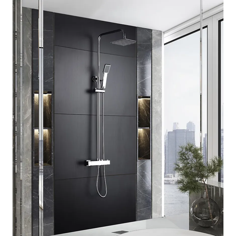 Imex Products Colonne de douche thermostatique acier et laiton chrome avec douchette extensible