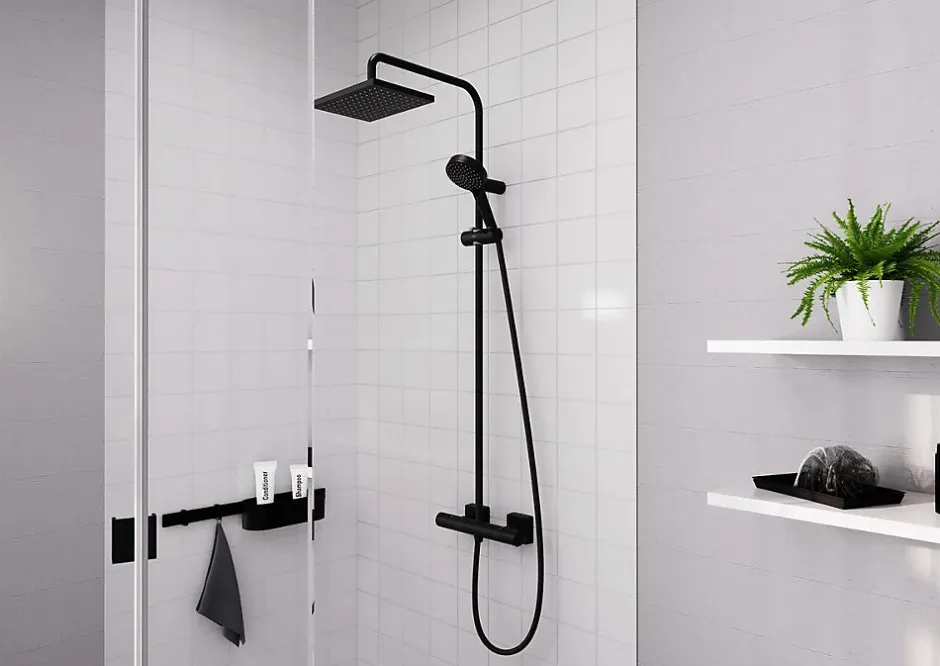 Hansgrohe Colonne de douche thermostatique Vernis Shape 230 noir mat