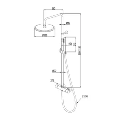 Essebagno Colonne de douche thermostatique corps froid noir Delice II