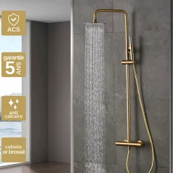Imex Colonne de Douche Thermostatique Anti-Calcaire Or Brossé MONZA BTD038/OC