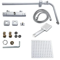 Teeno Colonne de Douche Thermostatique, avec Mitigeur Réglable Hauteur, Argentée