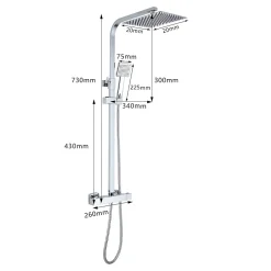 Teeno Colonne de Douche Thermostatique, avec Mitigeur Réglable Hauteur, Argentée