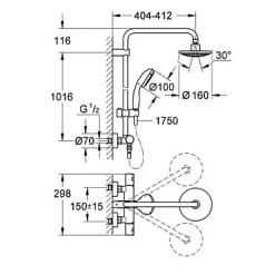 Grohe Colonne de douche thermostatique Vitalio Star System 160* Colonne De Douche Thermostatique