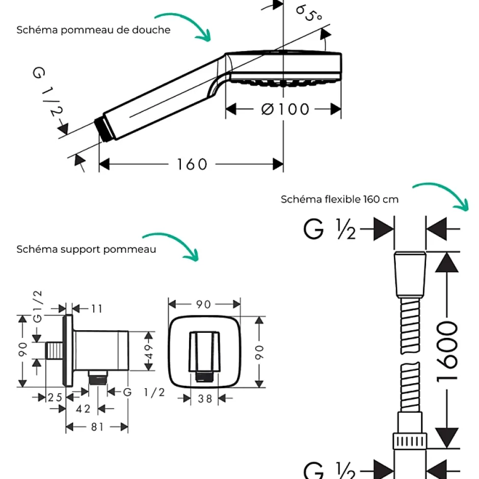 Hansgrohe Colonne de douche thermostatique ShowerSelect E Douche de tête Vernis Shape Flexible Metaflex Douchette Crometta chromé* Colonne De Douche Encastrable