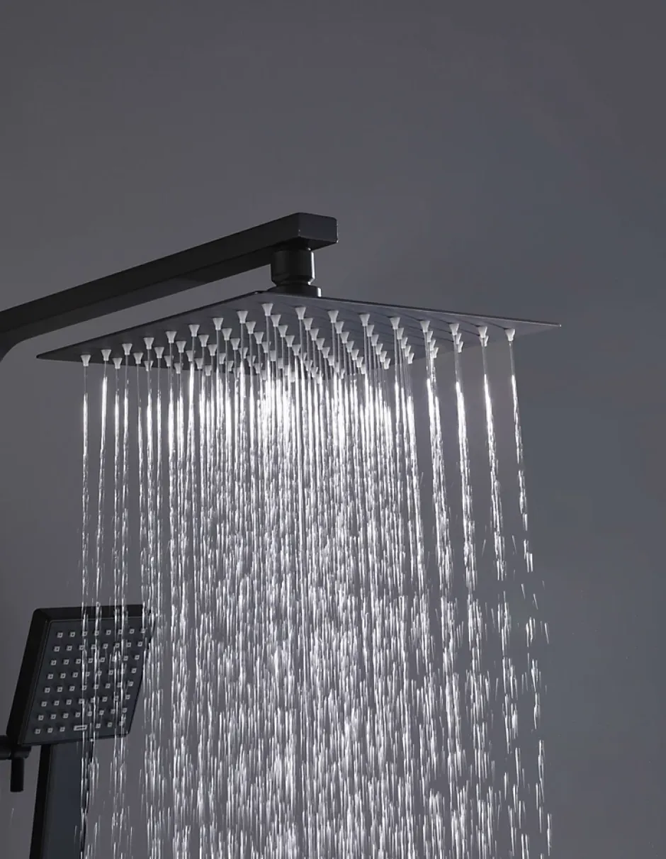 Poalgi Colonne de douche thermostatique avec barre extensible SKY BATH noir mat Inox S304 série PARADISE