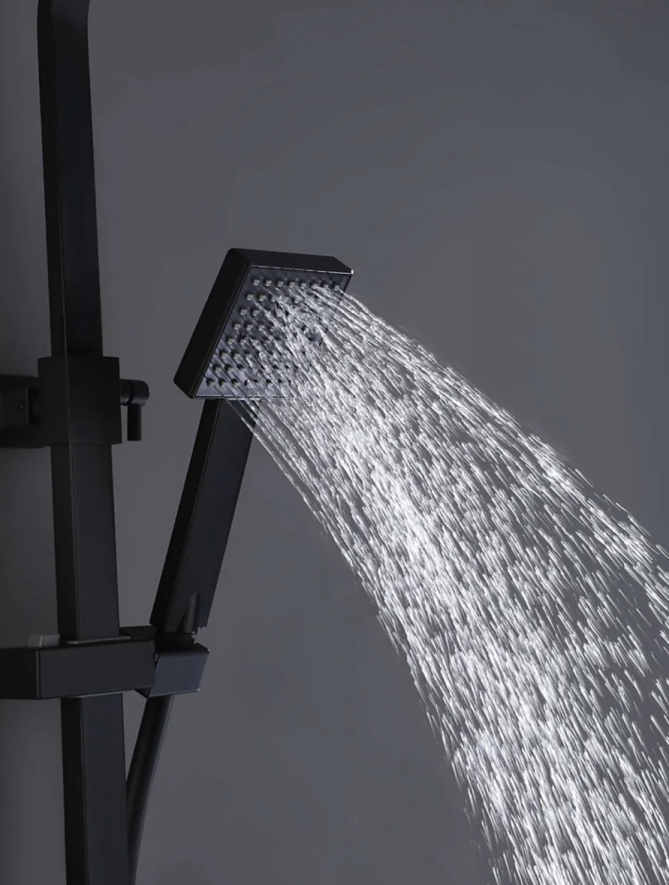 Poalgi Colonne de douche thermostatique avec barre extensible SKY BATH noir mat Inox S304 série PARADISE