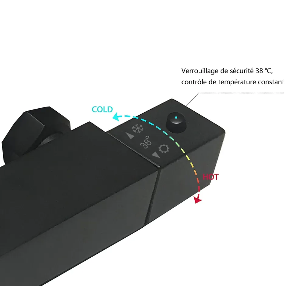 AICA Sanitaire Colonne de douche thermostatique 200mm, kit carré noir AICA* Colonne De Douche Thermostatique
