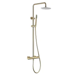 Poalgi Colonne de douche thermostatique avec barre extensible SKY BATH or brossé Inox S304 série SUPREME