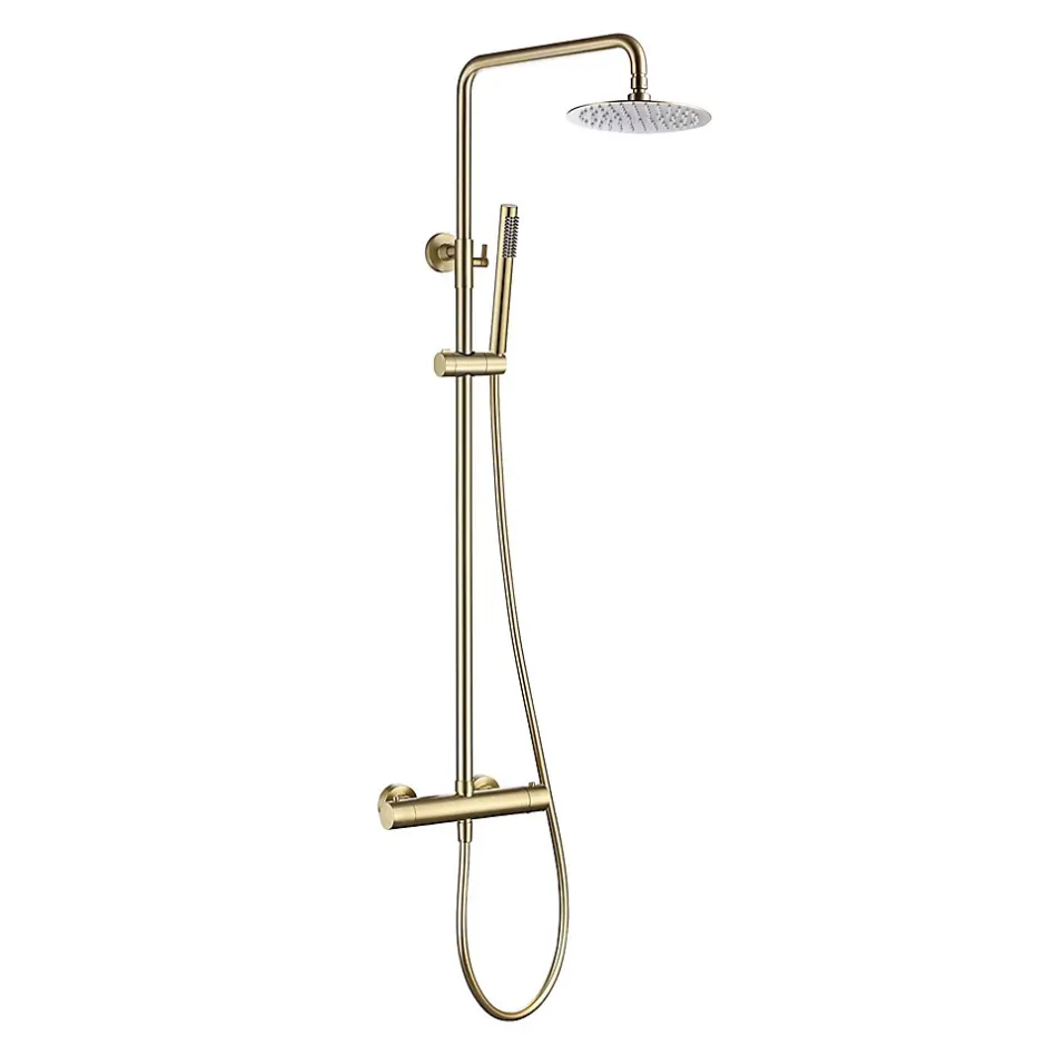 Poalgi Colonne de douche thermostatique avec barre extensible SKY BATH or brossé Inox S304 série SUPREME