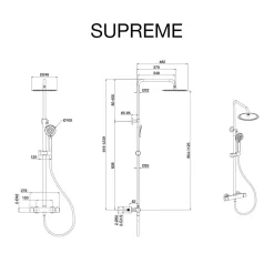 Poalgi Colonne de douche thermostatique avec barre extensible SKY BATH or brossé Inox S304 série SUPREME