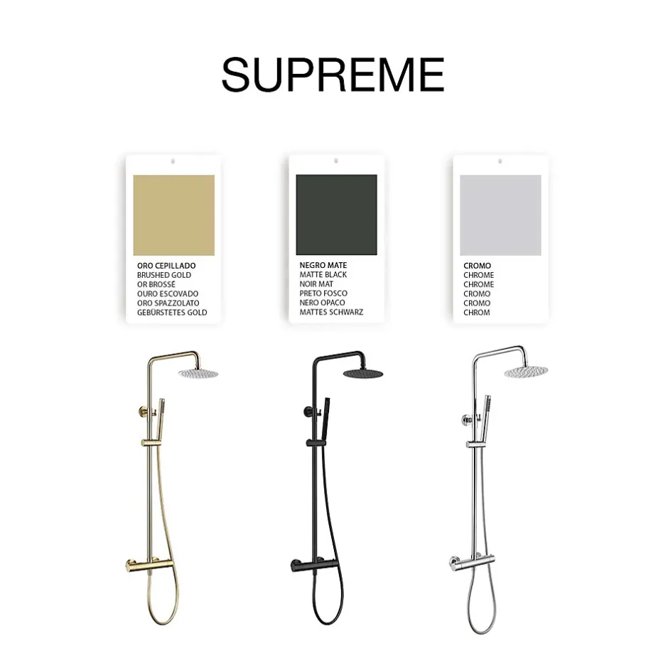 Poalgi Colonne de douche thermostatique avec barre extensible SKY BATH or brossé Inox S304 série SUPREME
