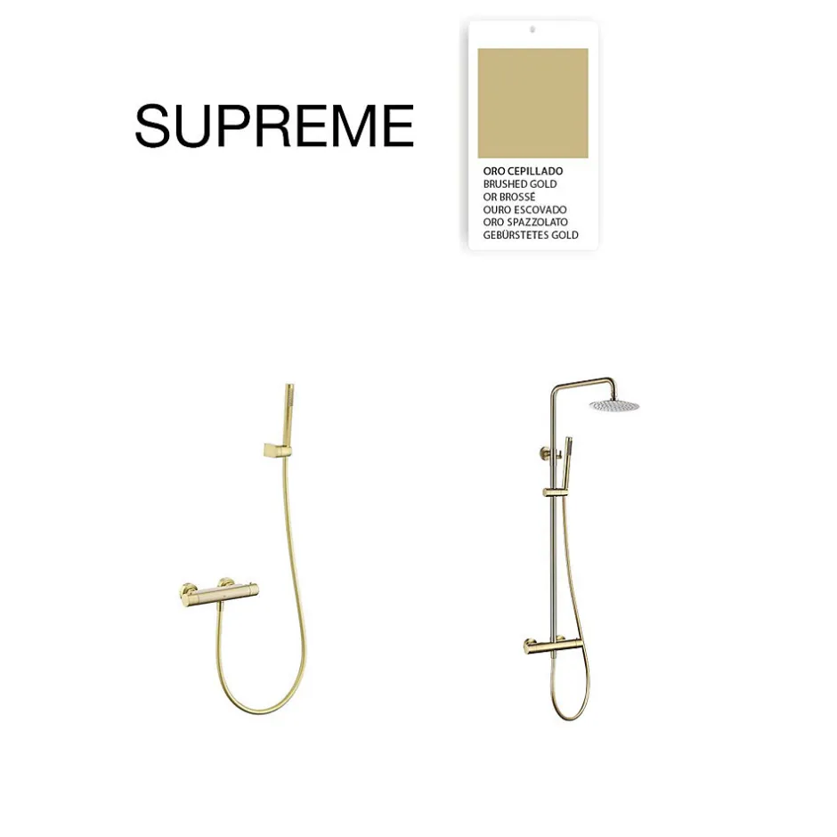 Poalgi Colonne de douche thermostatique avec barre extensible SKY BATH or brossé Inox S304 série SUPREME