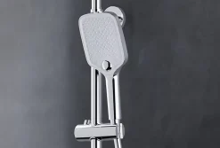 Bernstein Colonne de douche thermostatique laiton, mitigeur de douche + tablette en verre - Chrome / Blanc - Assemblée, Silencieux - BS371* Colonne De Douche Thermostatique