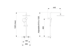 Bernstein Colonne de douche thermostatique murale Noire mat 30x44x87-132cm (LxPxH) hauteur réglable - 4011 PRO* Colonne De Douche Thermostatique
