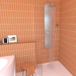 Valentin Colonne de douche thermostatique avec pomme de tête, douchette et flexible, en aluminium anodisé gris, Totmy* Colonne De Douche Hydromassante