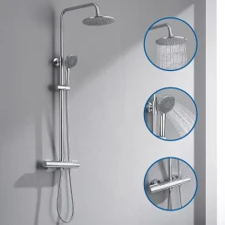 Auralum Max Colonne de Douche Thermostatique 3 Fonctions, Ensemble de Douche Chrome, Douche avec Tête de Douche de 9 pouces