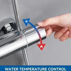 Auralum Max Colonne de Douche Thermostatique 3 Fonctions, Ensemble de Douche Chrome, Douche avec Tête de Douche de 9 pouces