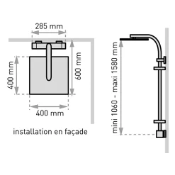 Valentin Colonne de douche thermostatique avec tablettes, pomme de tête, douchette et flexible, chrome, Touareg