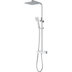 GoodHome Colonne de douche thermostatique avec pomme de tête, douchette et flexible, effet chromé, Kozo* Colonne De Douche Thermostatique
