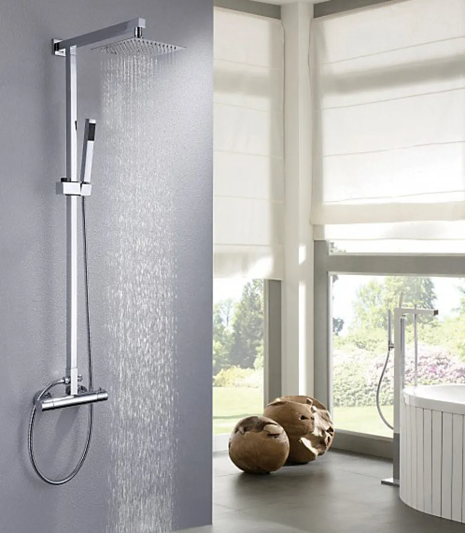 Bernstein Colonne de douche thermostatique acier inox + pommeau 25x25cm - 118x41cm - 8821C Basic 25x25cm