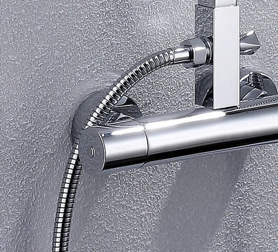 Bernstein Colonne de douche thermostatique acier inox + pommeau 25x25cm - 118x41cm - 8821C Basic 25x25cm