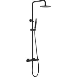 Imex Products Colonne de douche thermostatique noire mat en acier et laiton avec douchette extensible