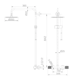 Imex Products Colonne de douche thermostatique noire mat en acier et laiton avec douchette extensible
