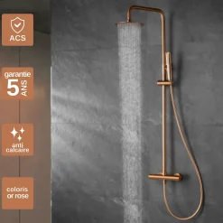 Imex Colonne de Douche Thermostatique Anti-Calcaire Or Rose Cuivré NAPOLES BTN047/ORC