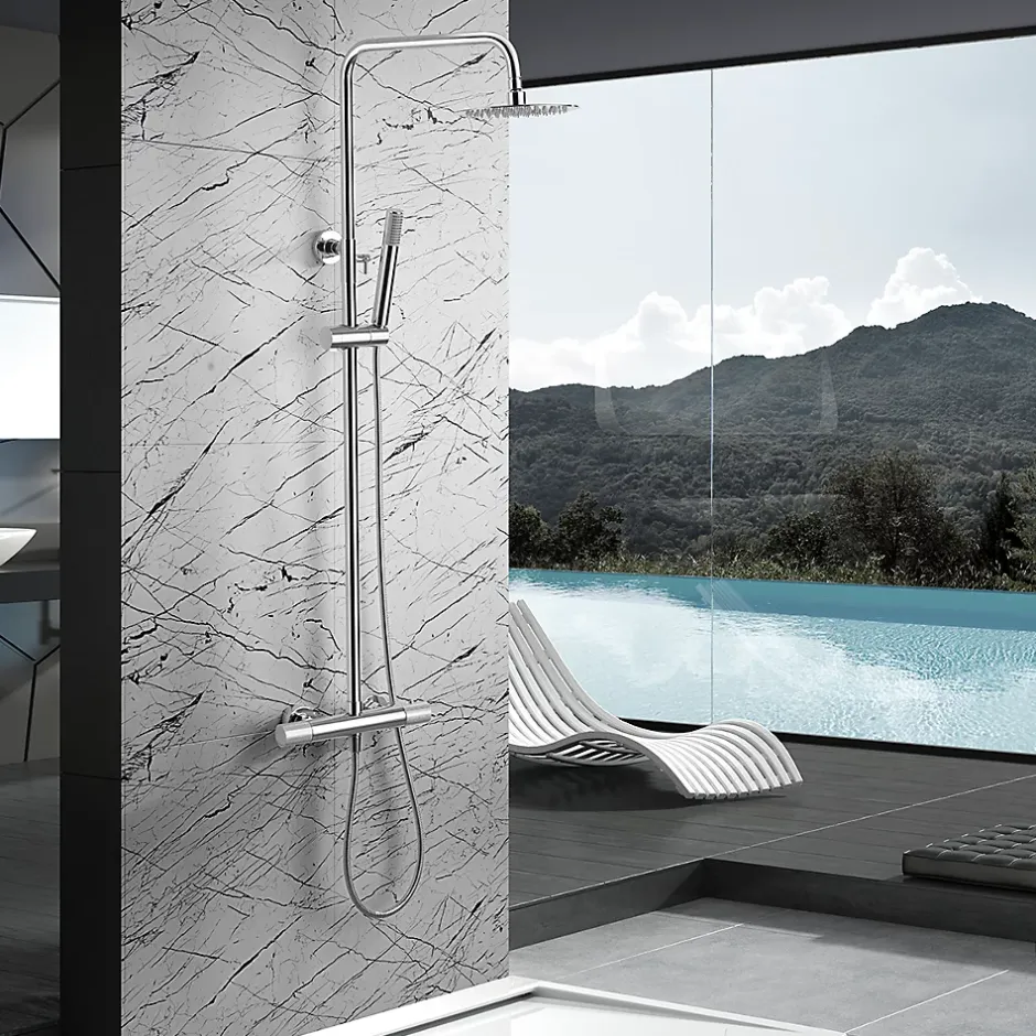 Imex Products Colonne de douche thermostatique chromee acier et laiton avec douchette extensible* Colonne De Douche Encastrable