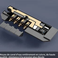 Homelody Colonne de Douche Thermostatique avec Étagère Jet Pluie et Cascade Hauteur Réglable 800-1000 mm Verre et Laiton Gris anthracite* Colonne De Douche Mécanique