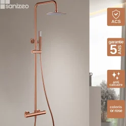 Imex Colonne de Douche Thermostatique Anti-Calcaire Or Rose Cuivré GENOVA BTG053/ORC