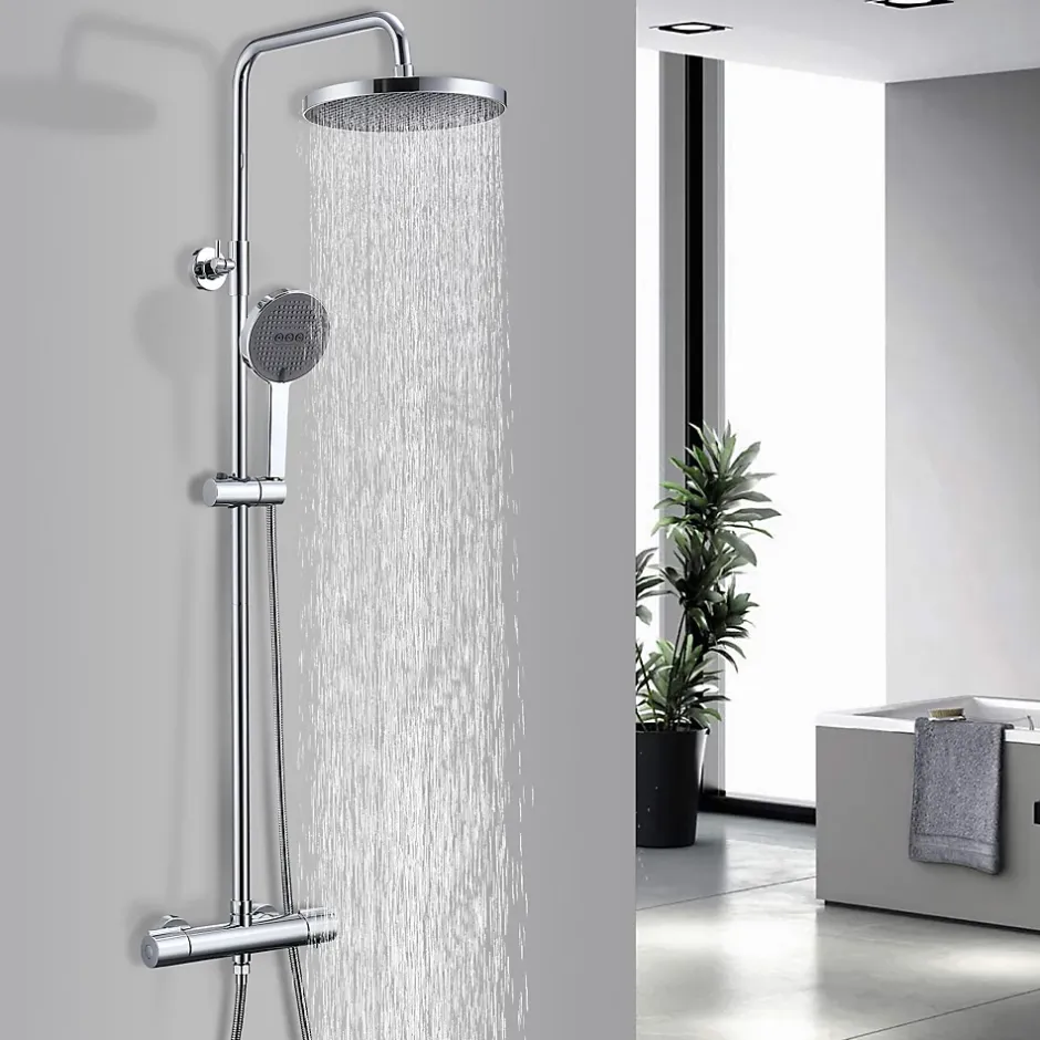 Homelody Colonne de Douche Thermostatique Ensemble de Douche Chromé Système de Douche Robinetterie en Laiton Avec douchette* Colonne De Douche Thermostatique