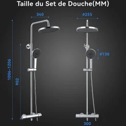 Homelody Colonne de Douche Thermostatique Ensemble de Douche Chromé Système de Douche Robinetterie en Laiton Avec douchette* Colonne De Douche Thermostatique