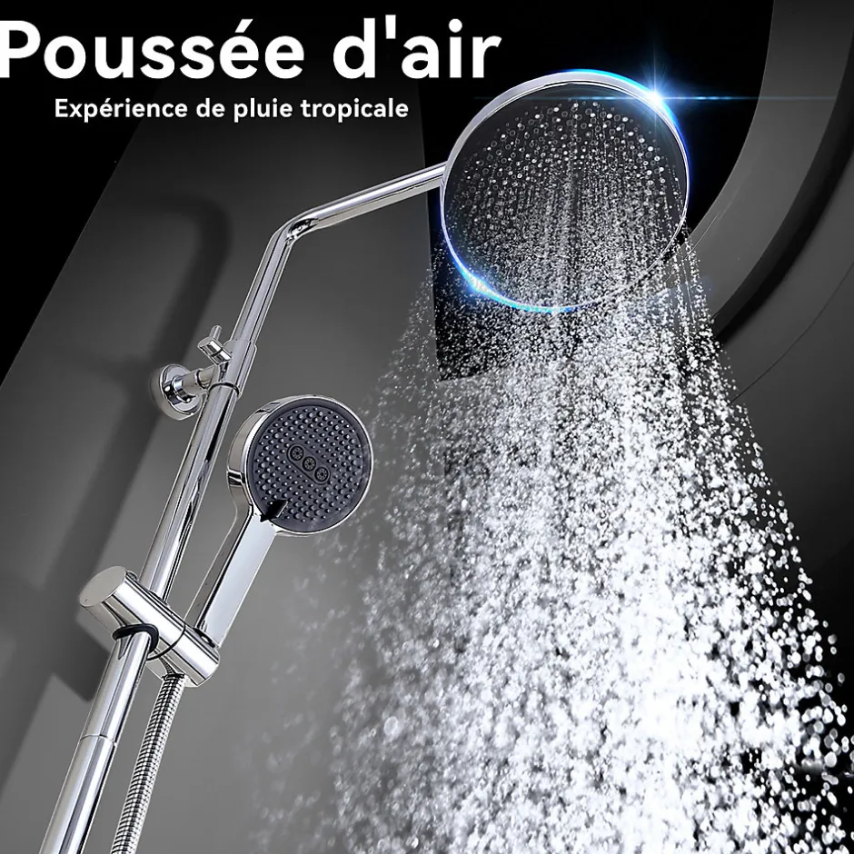 Homelody Colonne de Douche Thermostatique Ensemble de Douche Chromé Système de Douche Robinetterie en Laiton Avec douchette* Colonne De Douche Thermostatique