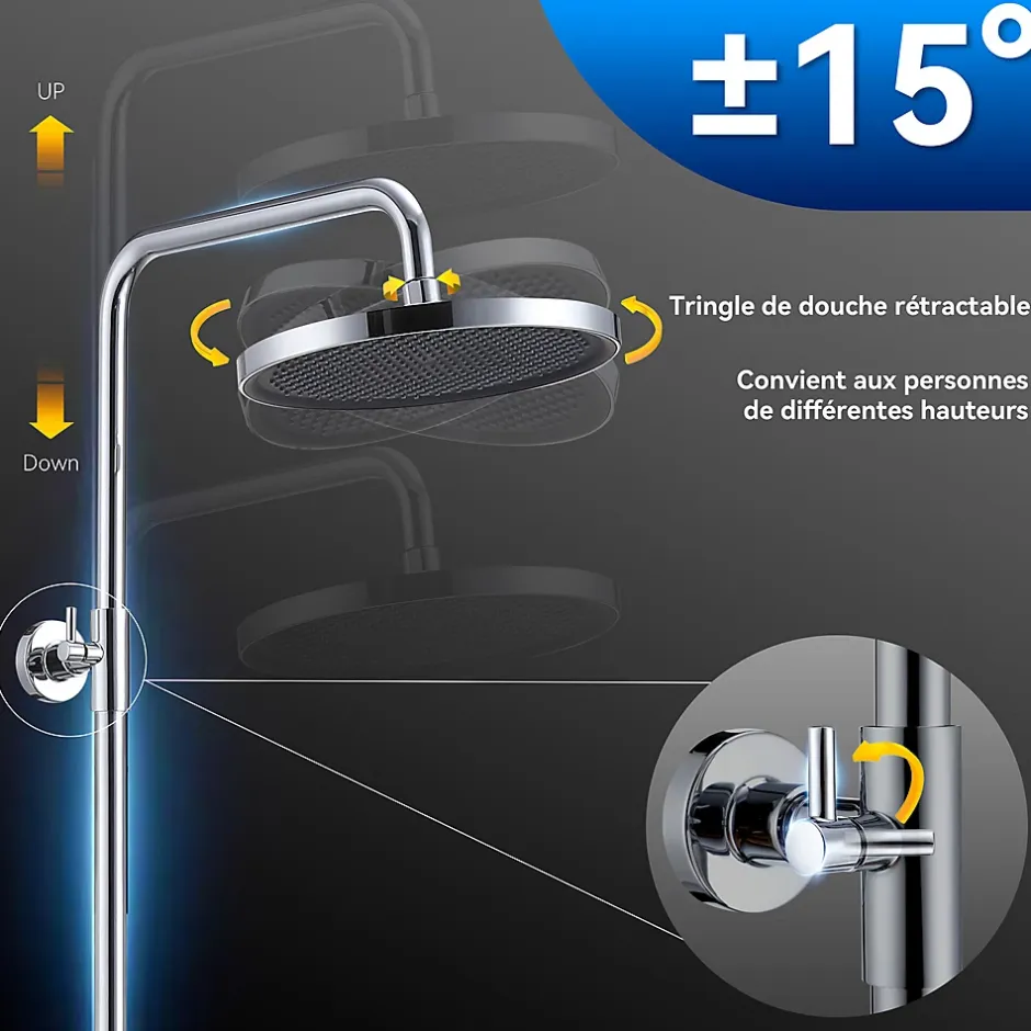 Homelody Colonne de Douche Thermostatique Ensemble de Douche Chromé Système de Douche Robinetterie en Laiton Avec douchette* Colonne De Douche Thermostatique