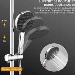 Homelody Colonne de Douche Thermostatique Ensemble de Douche Chromé Système de Douche Robinetterie en Laiton Avec douchette* Colonne De Douche Thermostatique
