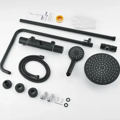 Auralum Max Colonne de Douche Thermostatique 3 Fonctions, Ensemble de Douche Noir, Douche avec Tête de Douche de 9 pouces