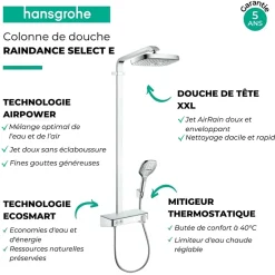 Hansgrohe Colonne de douche thermostatique Raindance Select E 300 EcoSmart avec mitigeur 30 cm chromé