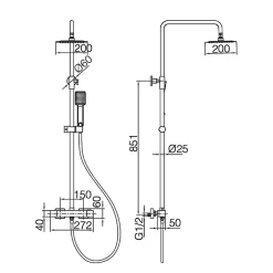 Imex Colonne de Douche Thermostatique Anti-Calcaire Noir Mat ART BTAR025/NG