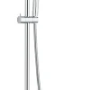 Edouard Rousseau Colonne de douche thermostatique avec pommeau + douchette 3 jets + flexible + barre réglable, chrome, Akame