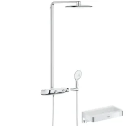 Grohe Colonne de douche thermostatique Rainshower System SmartControl Mono 360 Blanc/chromé + Panier douche Start Cube